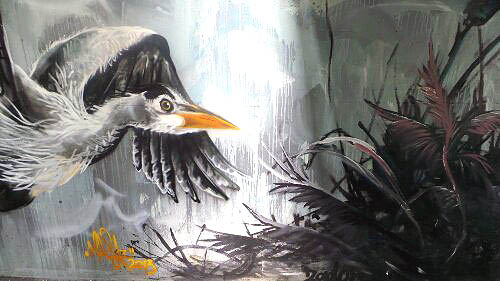 Grey Heron Landing by Louis Masai